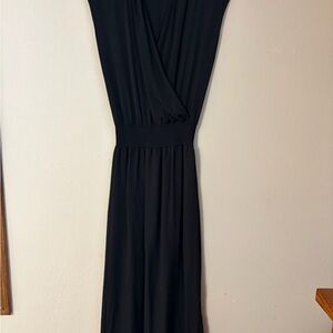 Theory Elegant Black Midi Dress silk flattering style little black dress